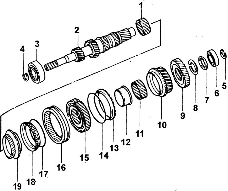 Порядок сборки akl 231 Gearbox input shaft M5GF1 - device (Kia Cerato 1 2004-2009: Transmission: Mechan