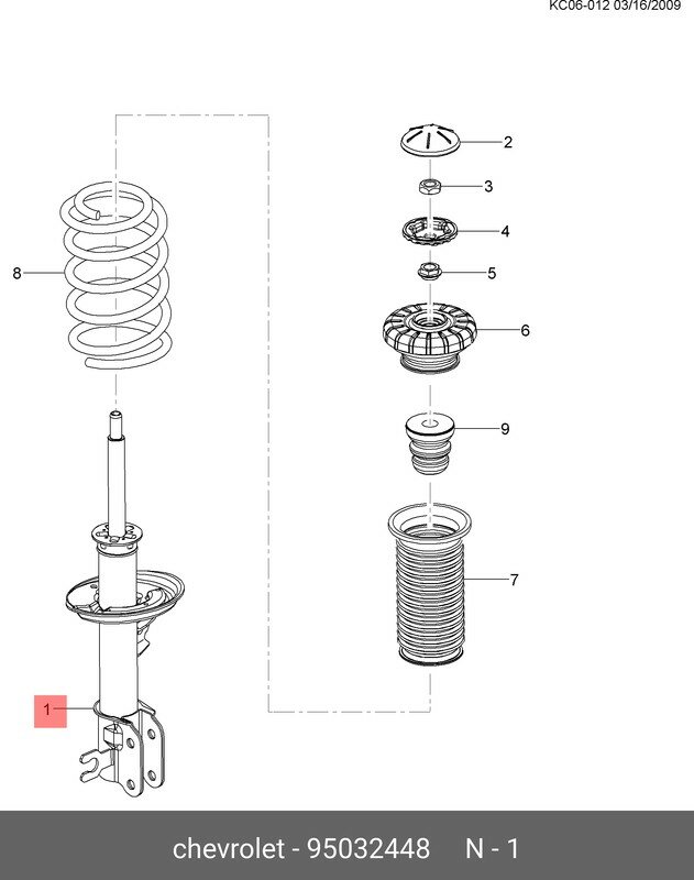 Порядок сборки амортизатора 95032448, Амортизатор подвески CHEVROLET: SPARK (M300) -2010-2018 - купить в инт