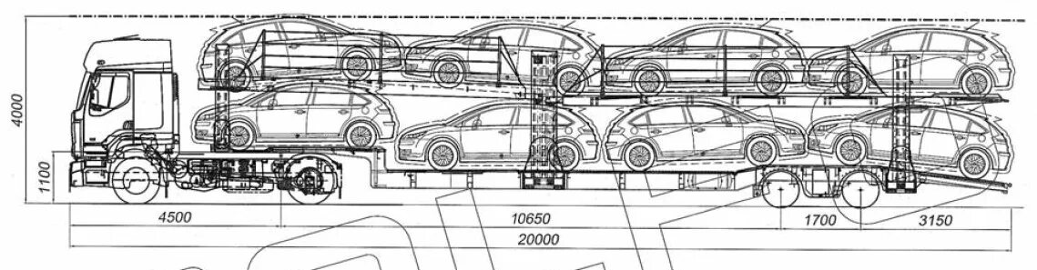 Порядок сборки автовоза для перевозки легковых автомобилей Автовоз схема погрузки