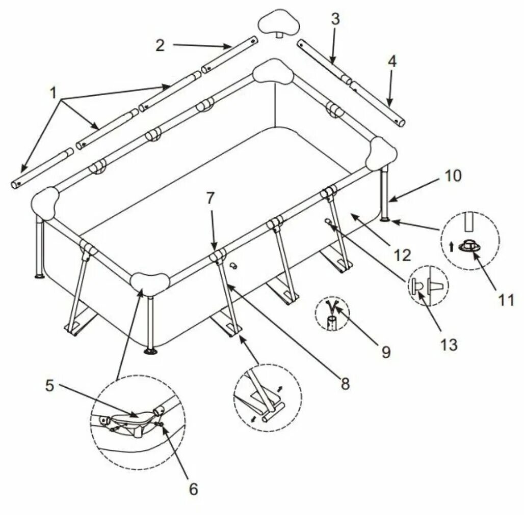 Порядок сборки бассейна Бассейн Intex Rectangular Frame 28273, 450х84 см - купить по выгодной цене на Ян
