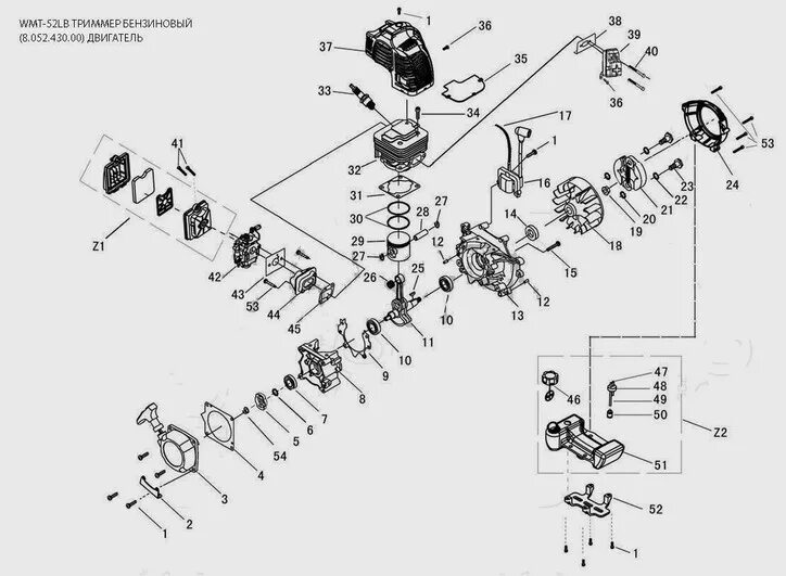 Порядок сборки бензинового триммера Бензиновый триммер WATT WMT-52LB (8.052.430.00) - Multiservice