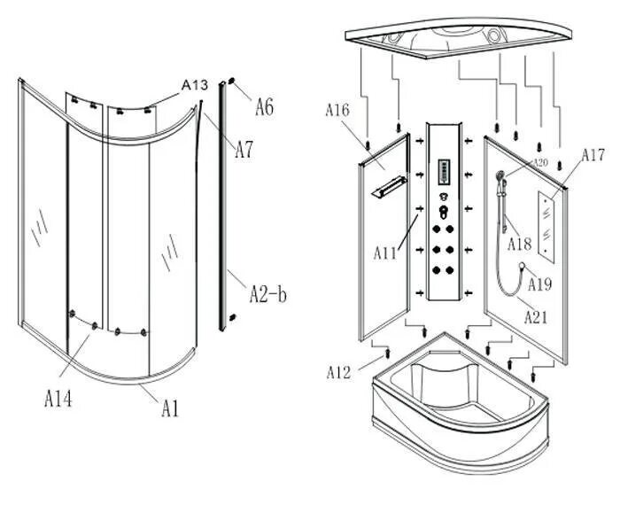 Порядок сборки душа Установка душевой кабины - 8-922-335-1000 Ремонт душевой кабины - 8-922-335-2000