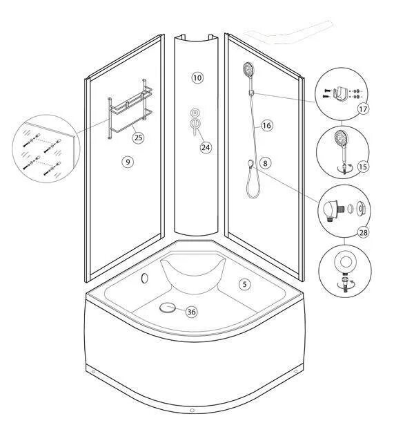 Порядок сборки душа Сборка душевой кабины аквапульс