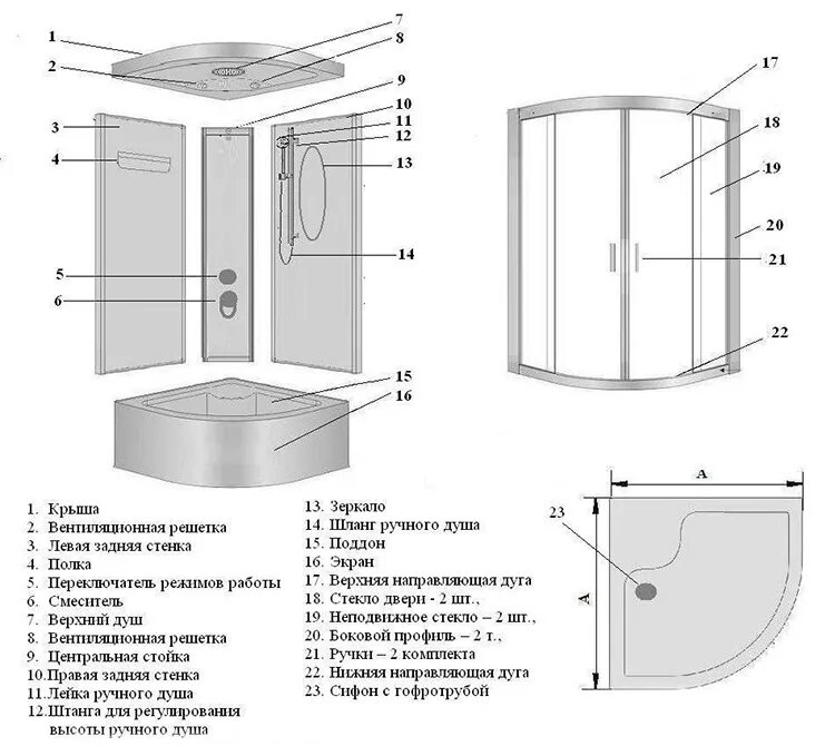 Порядок сборки душевой кабины Установка душевой кабины - монтаж и сборка с гарантией, цена от 4000 рублей в СП