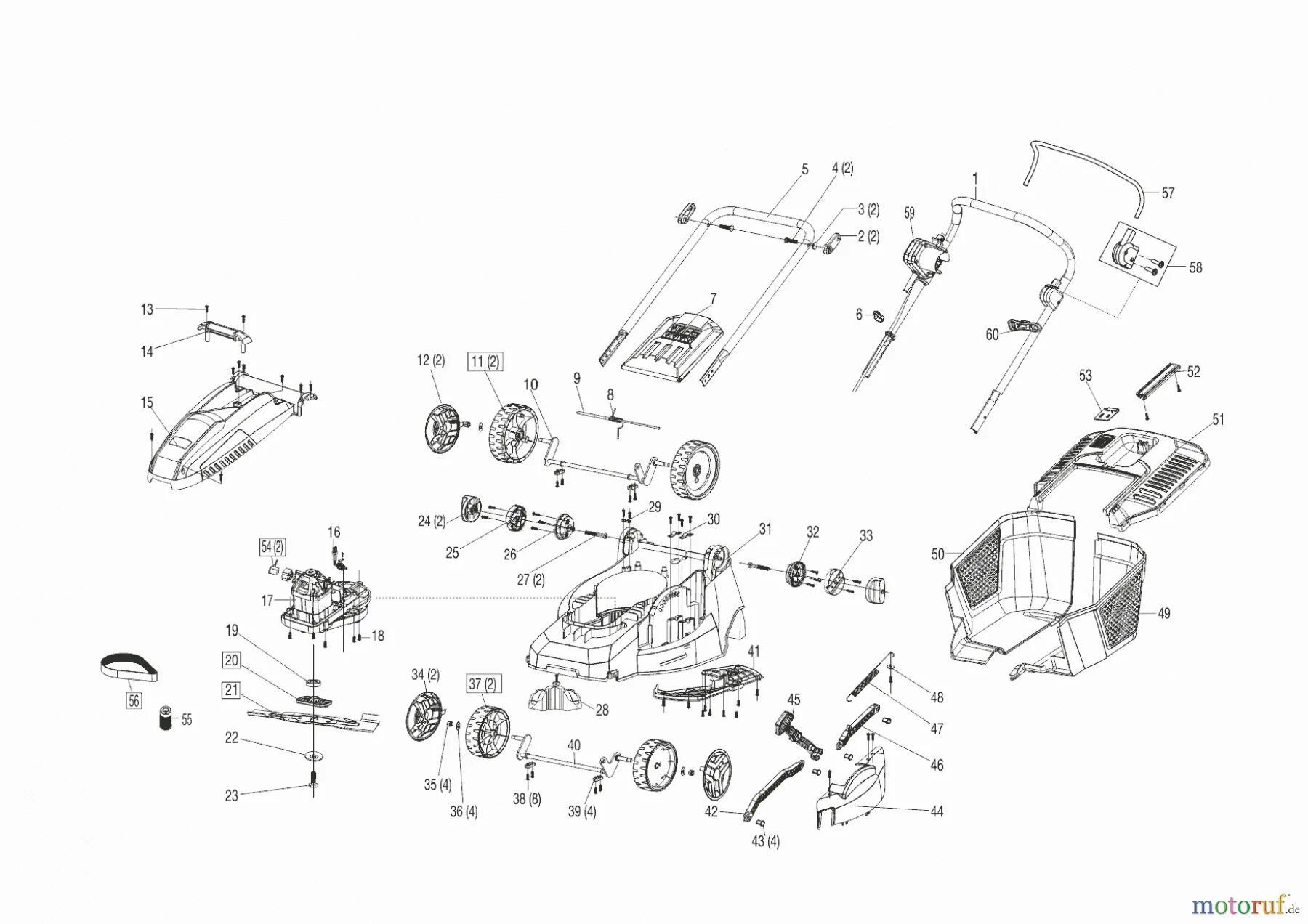 Порядок сборки елм 4601 газонокосилка Migros Gartentechnik Elektrorasenmäher EM 3814 DO IT + GARDEN 01/2013 Spareparts