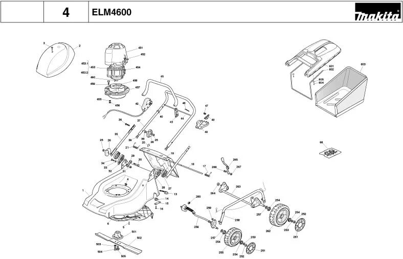 Порядок сборки елм 4601 газонокосилка ELM3300, ELM3700, ELM4100, ELM4600, ELM4601 Электрическая газонокосилка - запчас