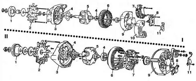 Порядок сборки генератора Volkswagen Passat 1988-1996: Разборка и сборка генератора (Электрооборудование /