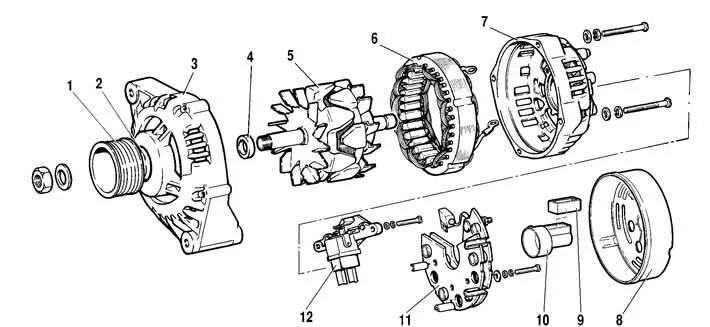 Порядок сборки генератора Generator disassembly (Chevrolet Niva 1 2002-2016: Electrical equipment: Power d