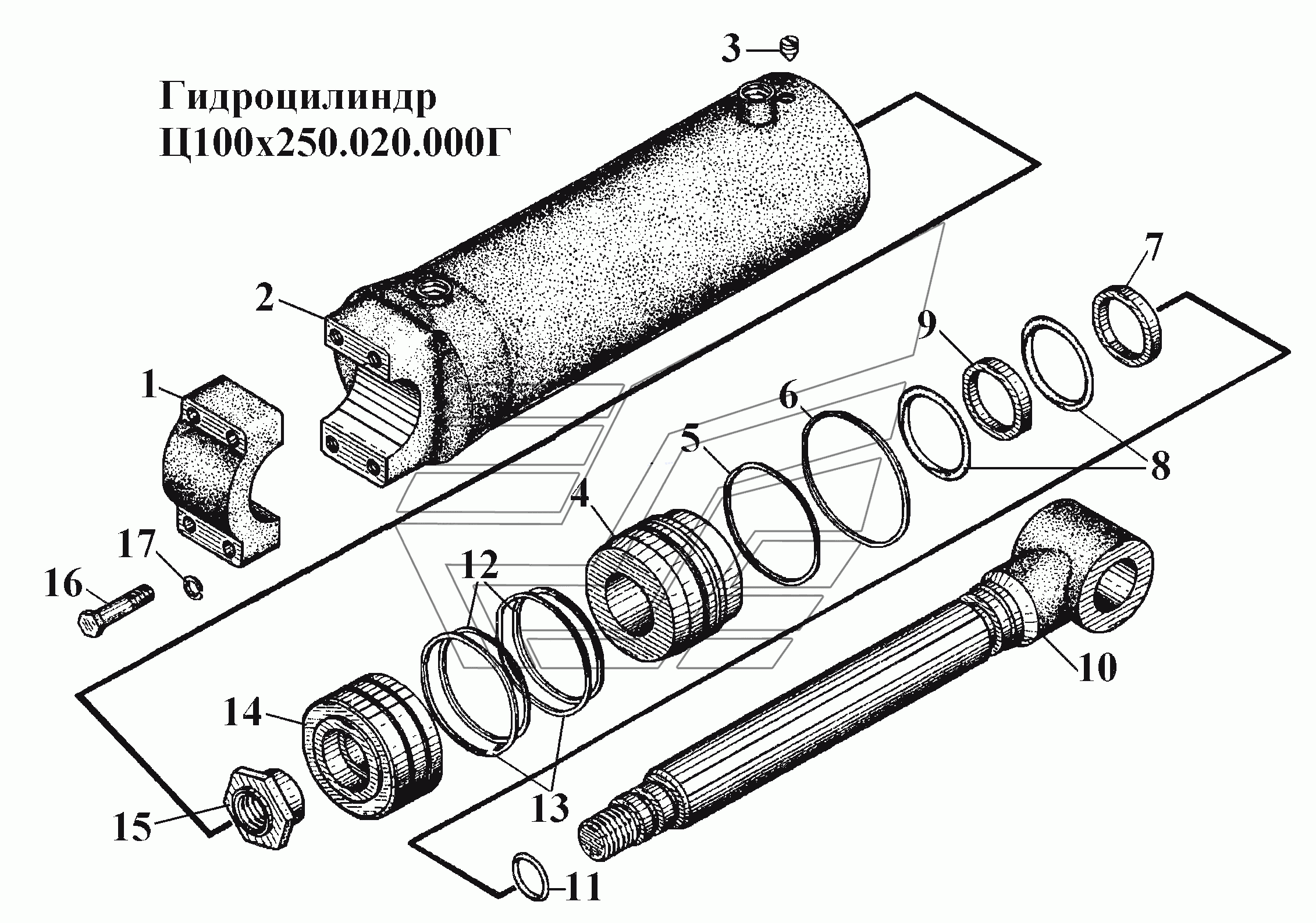 Порядок сборки гидроцилиндра Гидроцилиндр Ц100х250.020.000Г ВТ-100Д (Чертеж № 241: список деталей, стоимость 