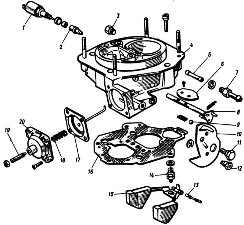 Порядок сборки карбюратора Жигули ВАЗ-2105 1979-2010: Разборка и сборка карбюраторов моделей 21051-1107010 