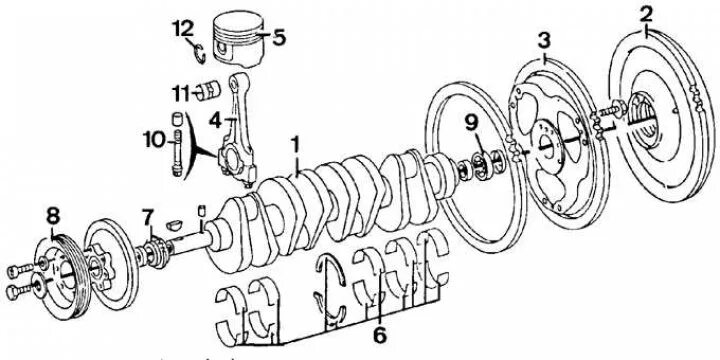 Порядок сборки коленвала Removing pistons with connecting rods (Mercedes-Benz W124 1984-1995: Power unit: