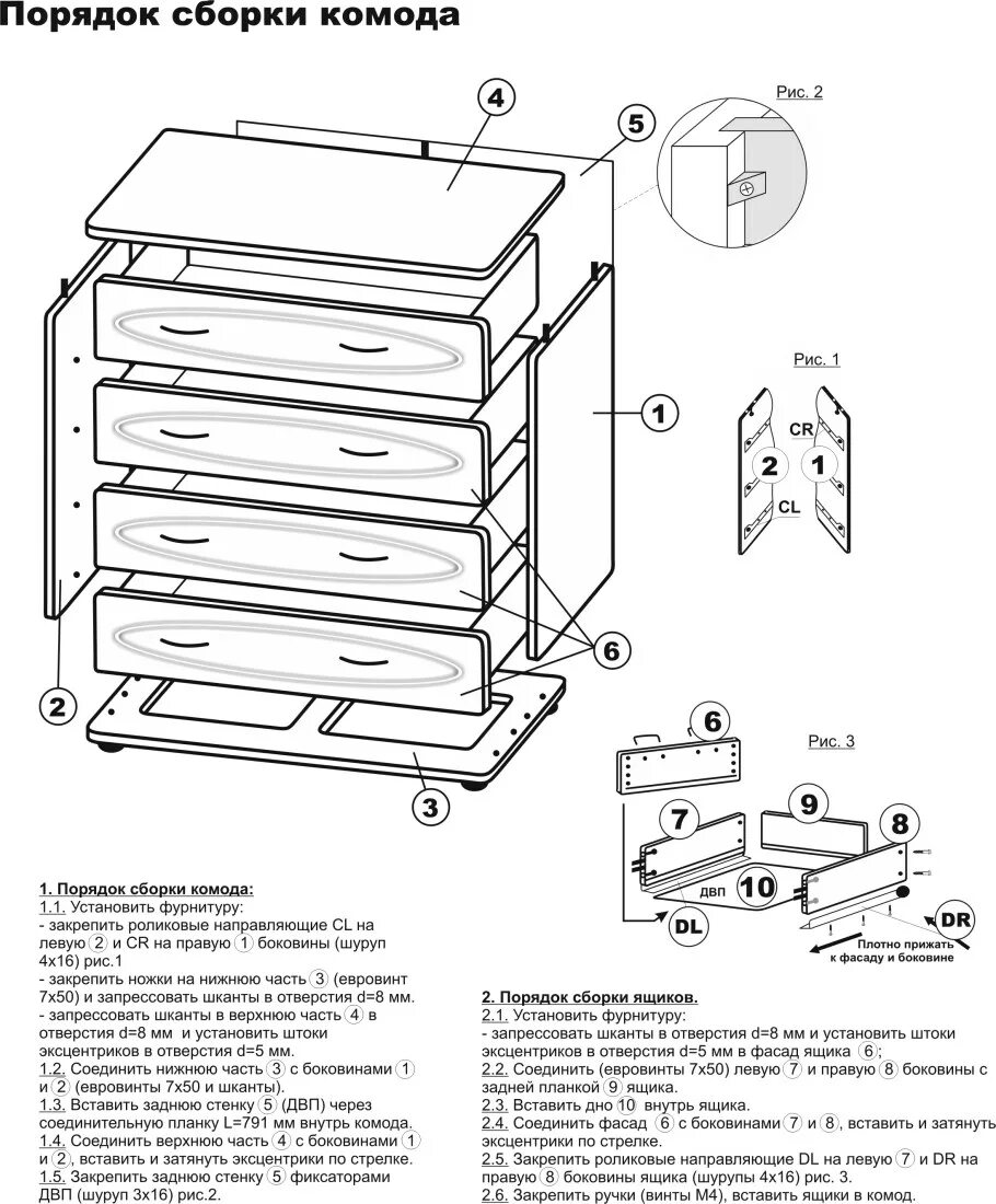 Порядок сборки комода Схема сборки комода 5 ящиков - Гранд Проект Декор.ру