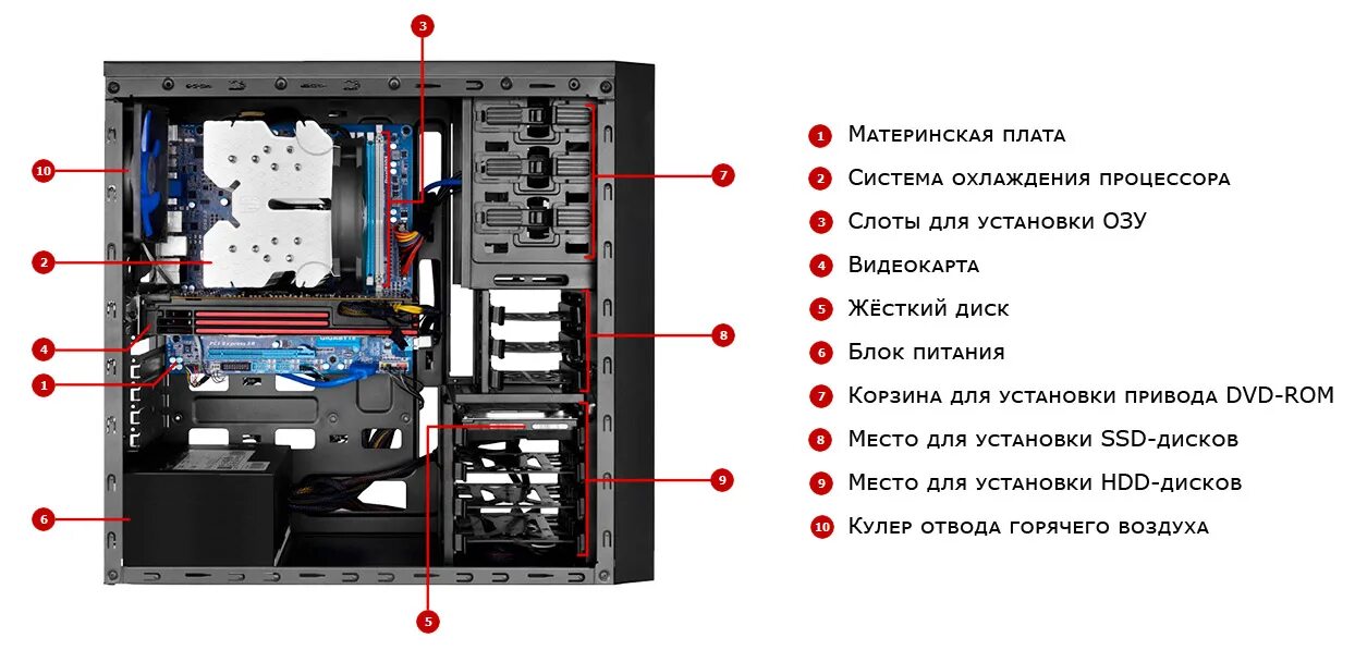 Порядок сборки компьютера Устройство системного блока: состав и характеристики компонентов