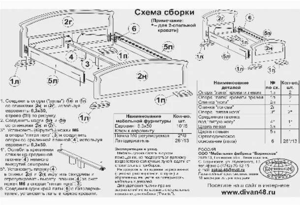 Порядок сборки кровати Инструкция по сборке Кровать OOO ПКП Донкомплект