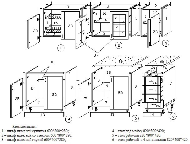 Порядок сборки кухонного гарнитура Схема сборки кухонного гарнитура