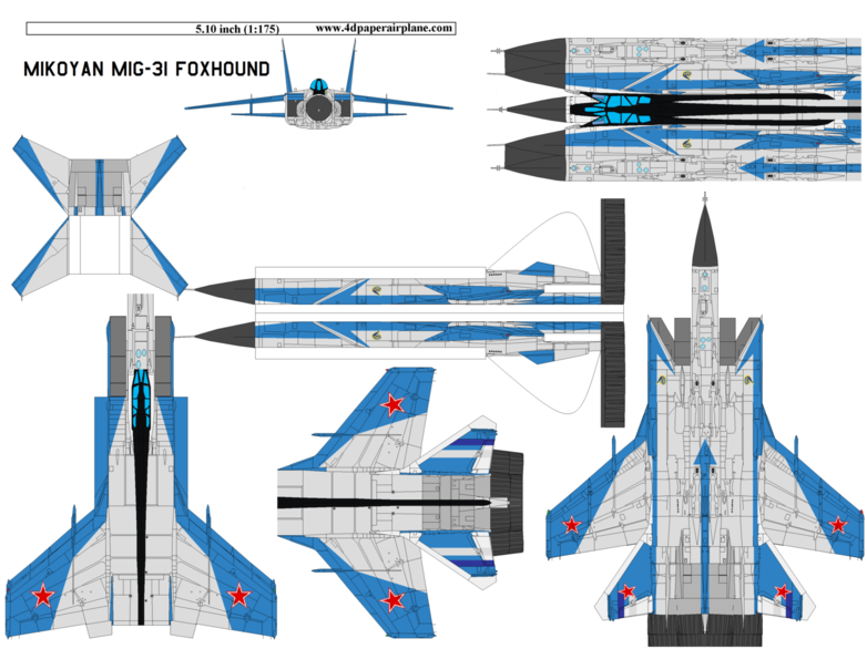 Порядок сборки миг 25 из бумаги Mikoyan Gurevitch MiG-31 Foxhound Paper airplane models, Model airplanes, The fo