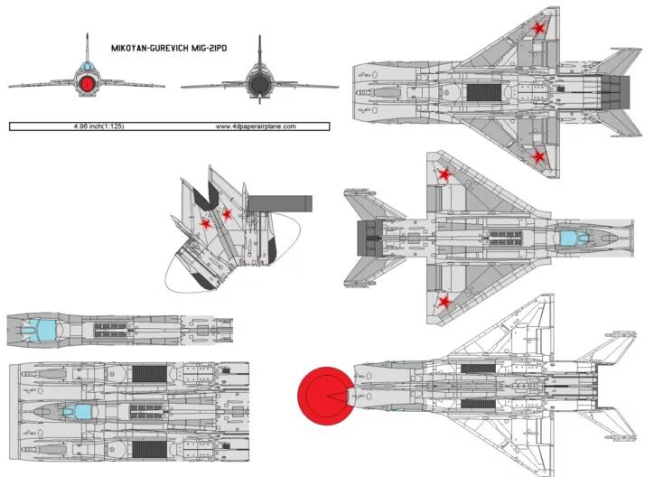 Порядок сборки миг 25 из бумаги Mikoyan Gurevitch MiG-21 Fishbed Paper airplane models, Paper models, Model airp