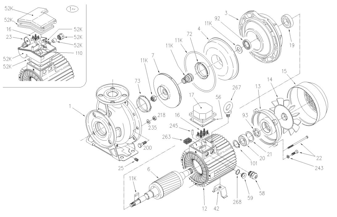 Порядок сборки насоса inm 40 125 130 Насос EBARA 3M/E 50-200/11