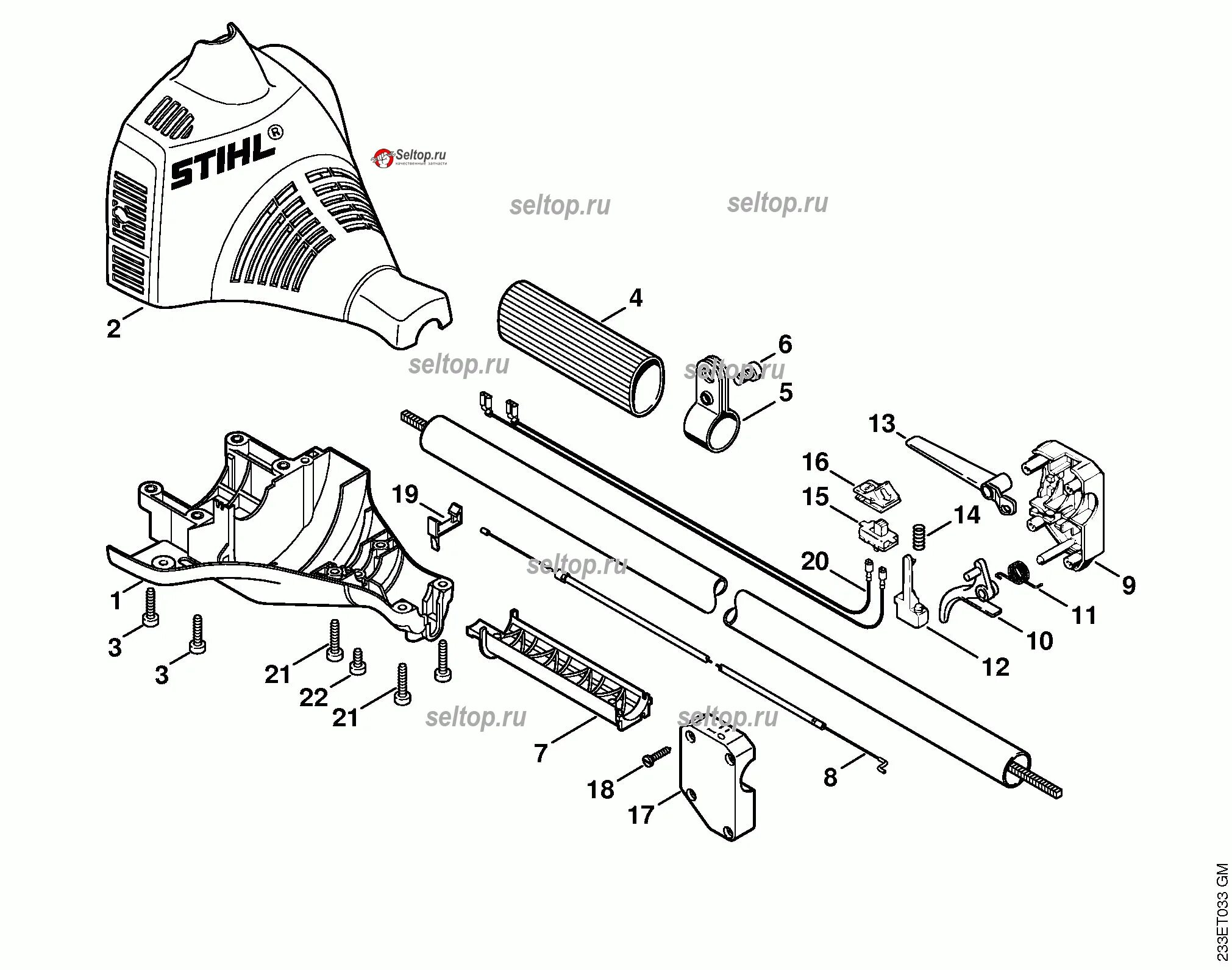 Порядок сборки ножа на триммер штиль 55 USA, CDN, AUS для мотокосы Stihl FS 55, FS 55 C, FS 55 R, FS 55 RC, FS 55 T купи