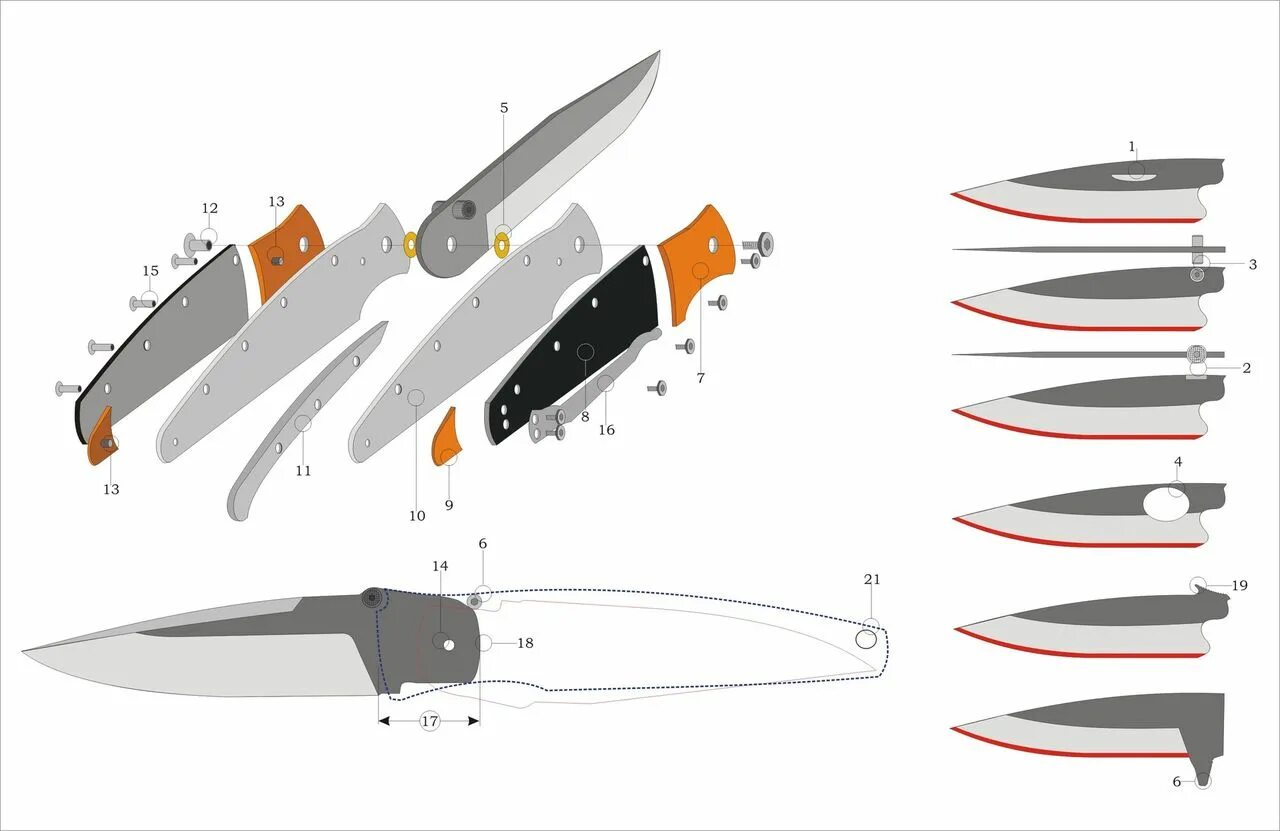 Порядок сборки ножей Knife anatomy 2 /Анатомия фолдера