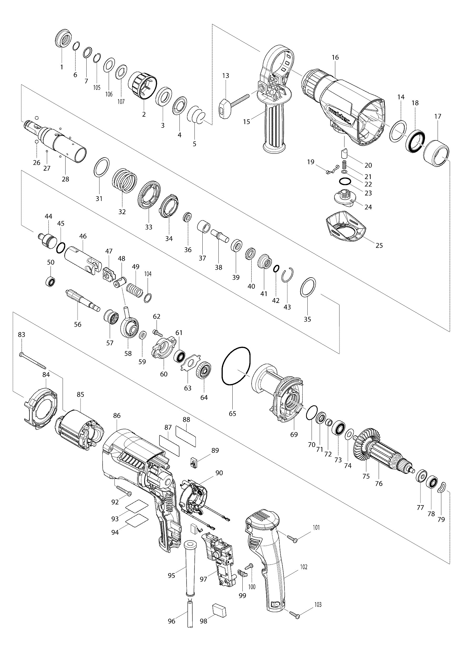 Порядок сборки патрона перфоратора макита 2610 p Запчасти на Makita MT870. Схема, деталировка br/p в г.