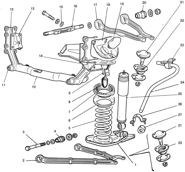 Порядок сборки передней подвески нива шевроле Disassembly and assembly of front suspension units (VAZ-21213 "Niva" 1994-2006 /