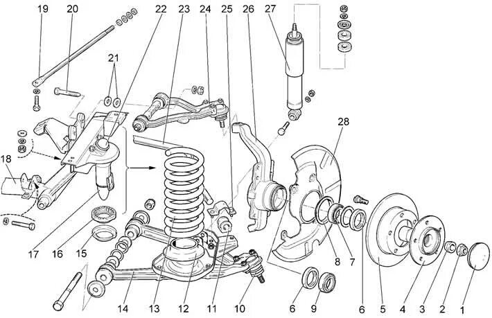 Порядок сборки передней подвески нива шевроле Front suspension device (Chevrolet Niva 1 2002-2016: Chassis: Suspension and sho