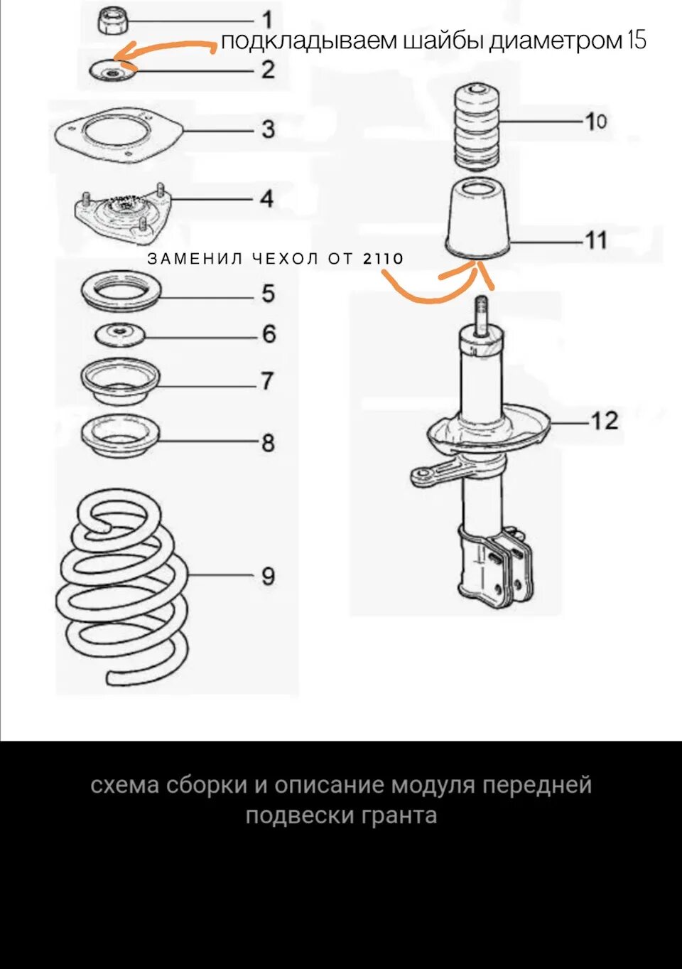 Порядок сборки передней стойки калина Опоры стоек от Гранты - Lada Калина хэтчбек, 1,6 л, 2012 года запчасти DRIVE2