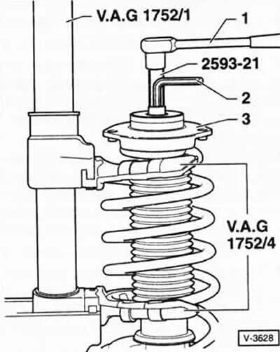 Порядок сборки передней стойки поло седан Volkswagen Polo 2001-2009: Disassembly of the shock absorber / shock absorber / 