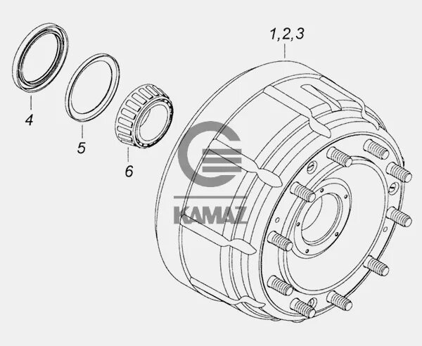 Порядок сборки передней ступицы камаз 6520-3103009 Ступица переднего колеса с барабаном, подшипником и манжетой для ав