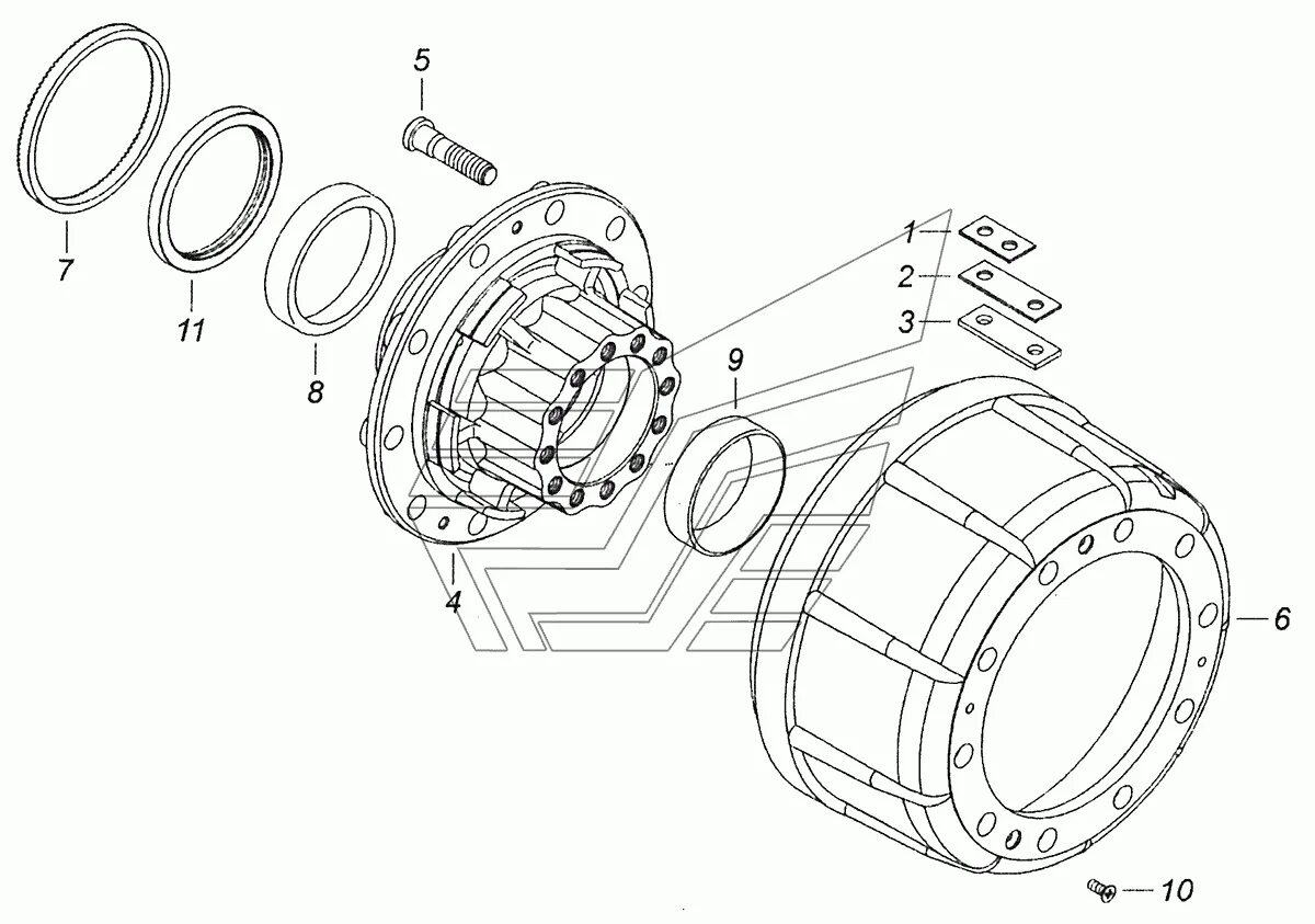 Порядок сборки передней ступицы камаз 65115-3104010-20 Ступица заднего колеса с барабаном тормоза КамАЗ-43253 (Часть-1