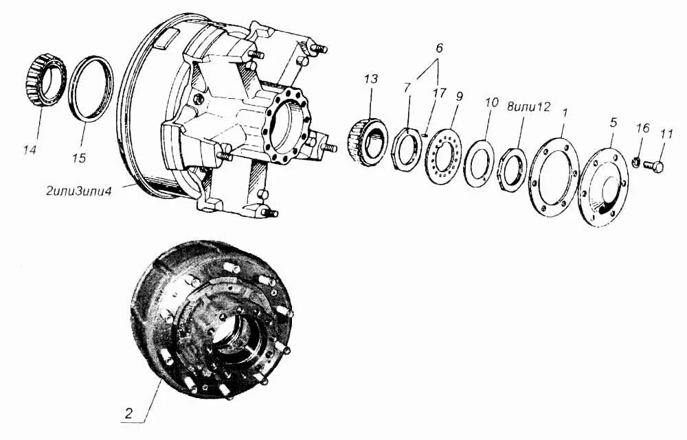 Порядок сборки передней ступицы камаз Ступица с тормозным барабаном НефАЗ-8560 (Чертеж № 30: список деталей, стоимость