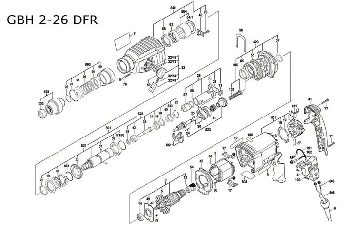 Порядок сборки перфоратора Купить Цилиндр и поршень Bosch GBH 2-24 D, GBH 2-26 DRE, GBH 2-26 DFR: отзывы, ф