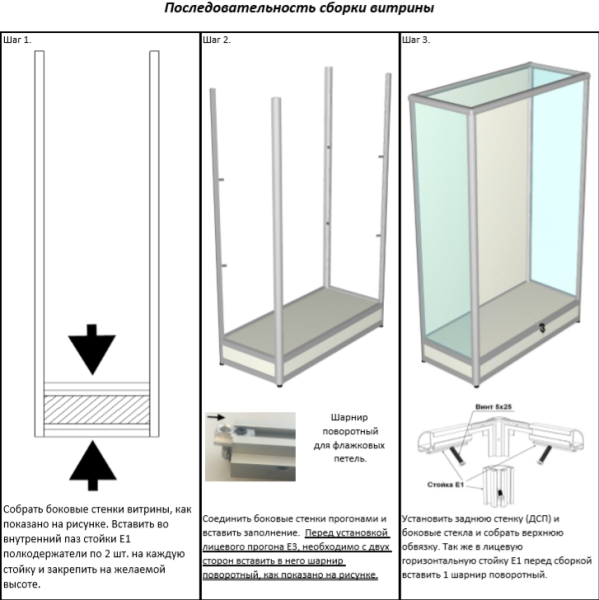Порядок сборки пм ВИТРИНЫ ТОРГОВЫЕ ИЗ АЛЮМИНИЕВОГО ПРОФИЛЯ купить в Москве