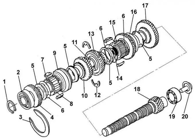 Порядок сборки пм Dismantling a four-speed manual transmission (Transmission / Mechanical gearbox 