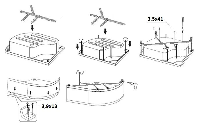 Порядок сборки поддона Сборка душевого поддона HeatProf.ru
