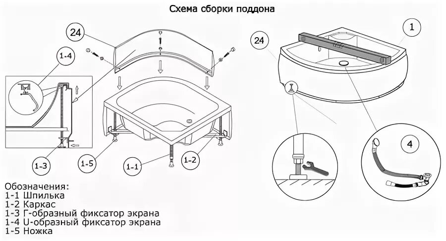 Порядок сборки поддона 3(1) - Аквасиб инструкции и статьи