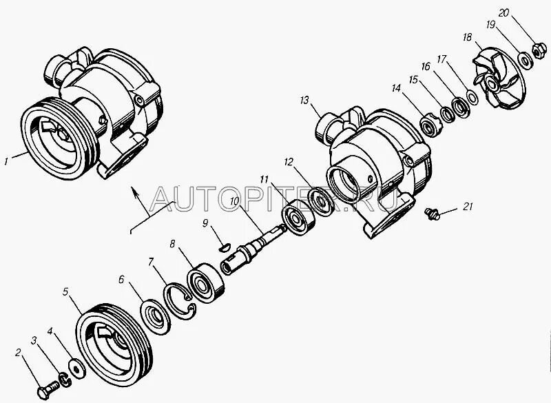 Порядок сборки помпы камаз 5320 Купить Крыльчатка насоса водяного КАМАЗ 7401307032 Камаз цена в интернет-магазин