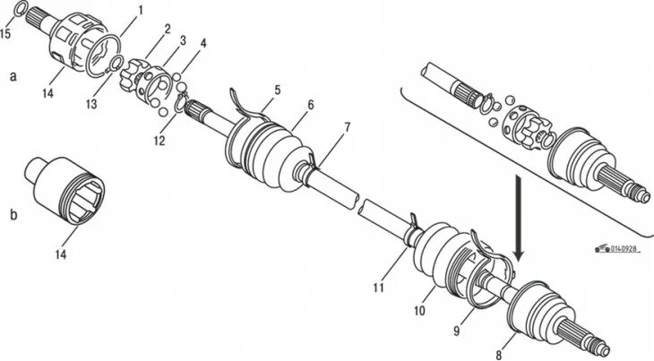 Порядок сборки привода Repair of drive shafts of car wheels Mazda 626 (Capella 3 and 4) (GC, GD, GV, 19