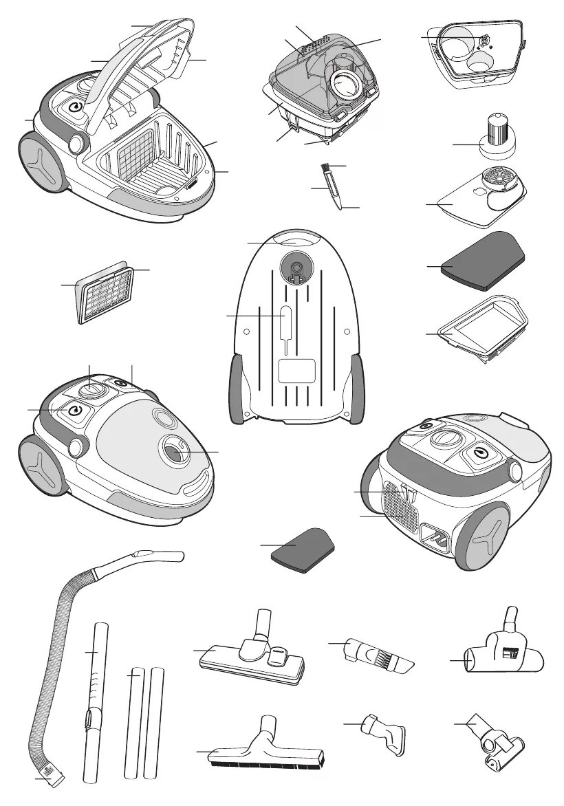 Порядок сборки пылесоса Manual Moulinex MO5396 COMPACTEO ERGO CYCLONIC (page 2 of 45) (English, German, 