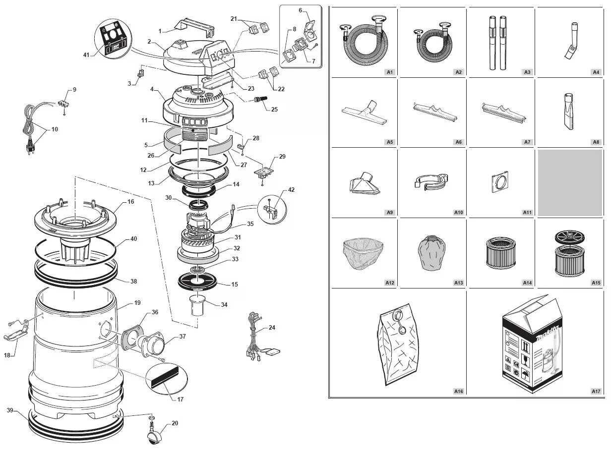 Порядок сборки пылесоса Запчасти для пылесоса Makita 440