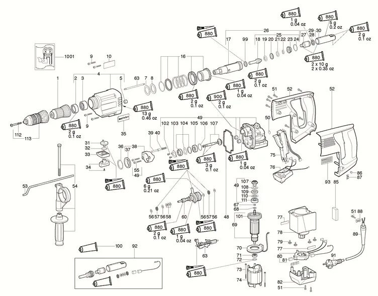 Порядок сборки редуктора metabo uhe 2250 multi KHE 32 - Serwis Specmajster.pl