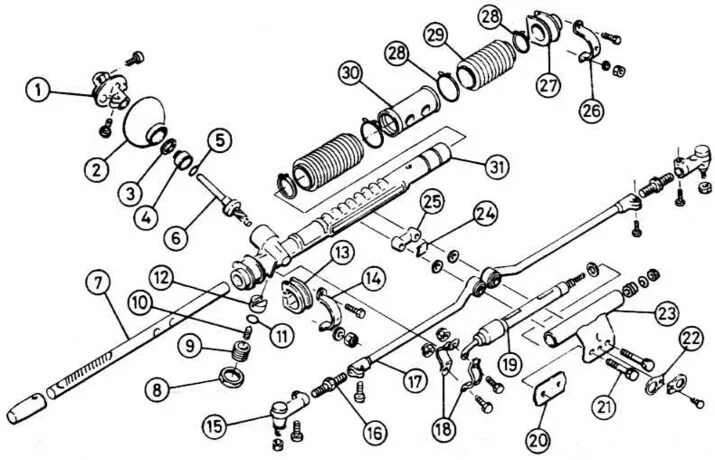 Порядок сборки рулевой рейки Steering gear - repair (Opel Astra F 1991-1998, petrol: Chassis: Steering)