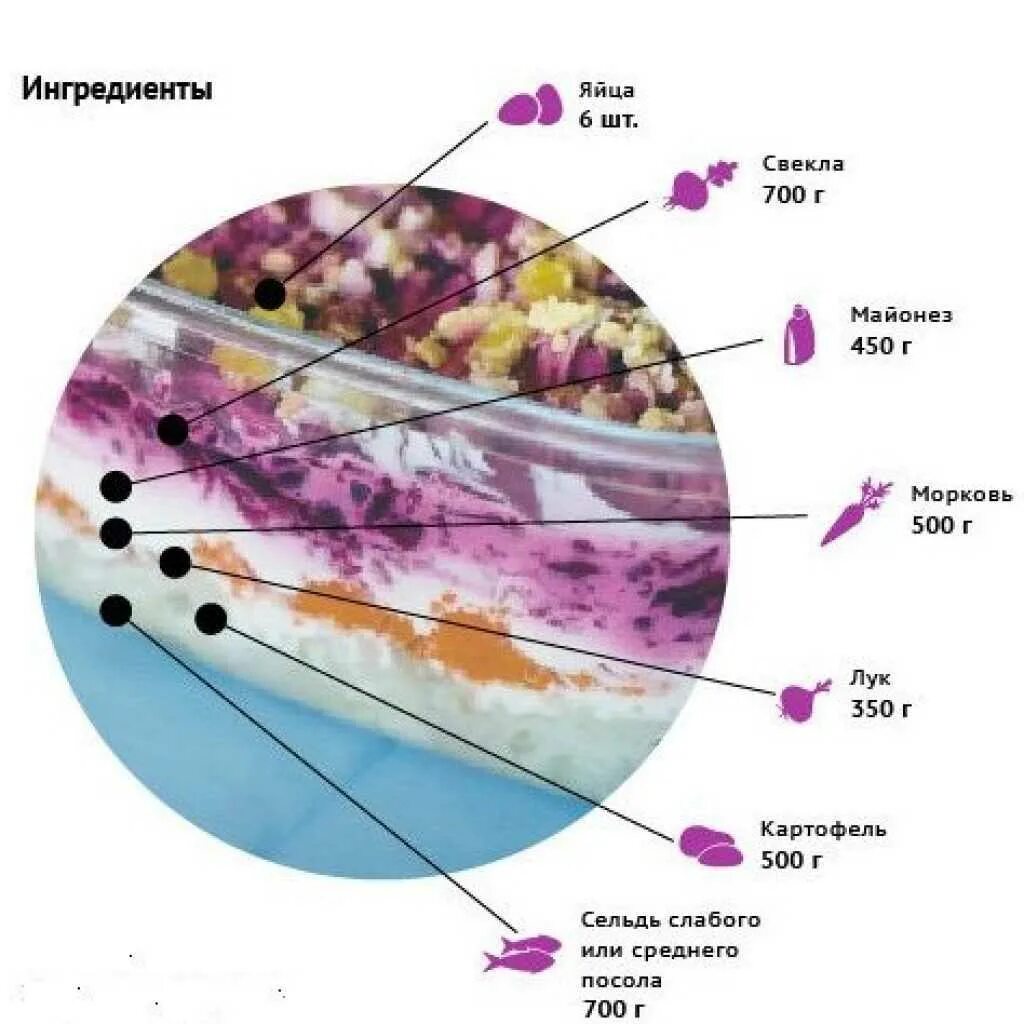 Порядок сборки селедки под шубой Сельдь под шубой последовательность - CoffeePapa.ru