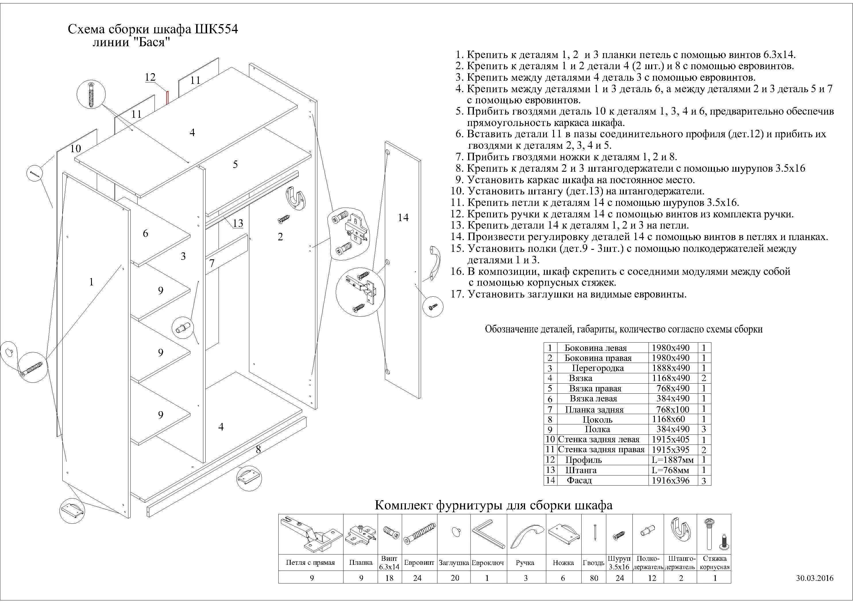 Порядок сборки шкафа Создание схем сборки мебели
