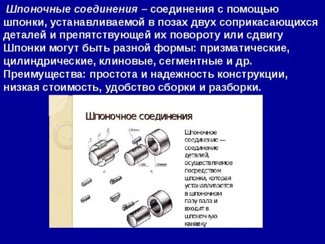 Порядок сборки шпоночных соединений Допуски и технические измерения - технология (мальчики), презентации