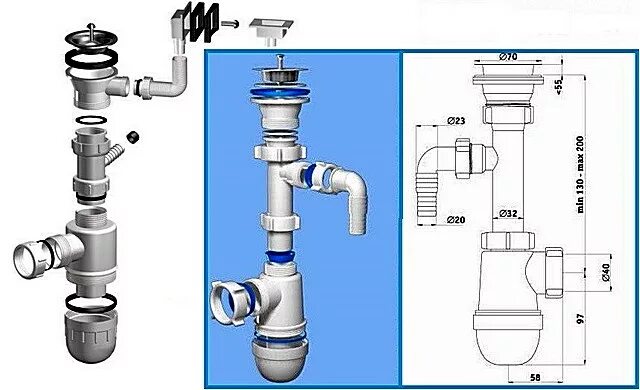 Порядок сборки сифона для раковины Вакуумный клапан для канализации - назначение, типы, где и как ставится