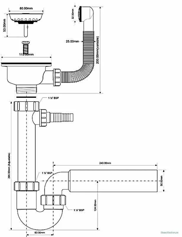 Порядок сборки сифона для раковины в ванной Низкое отверстие для слива раковины Сантехника, водопровод, отопление, канализац