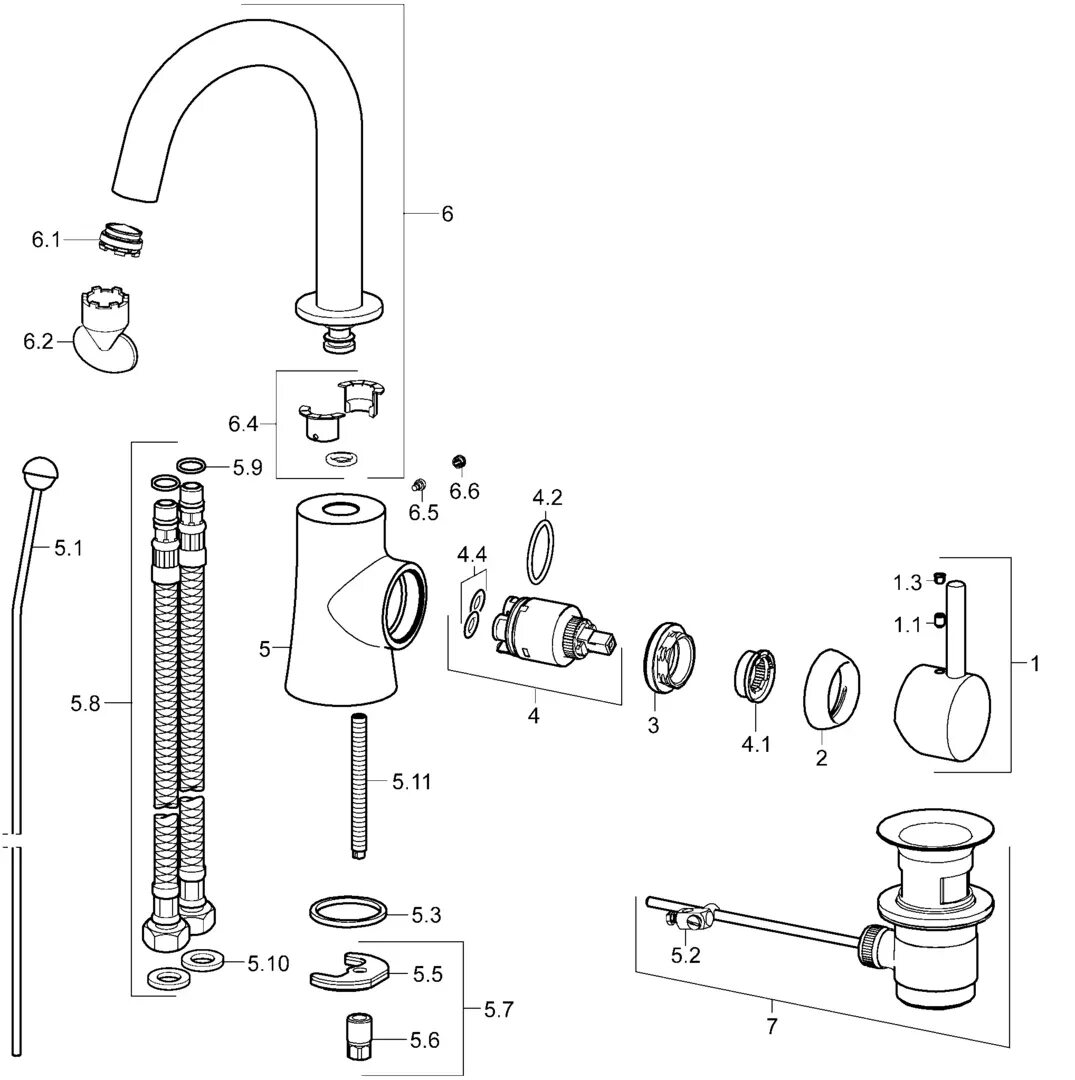 Порядок сборки смесителя 52542277 Washbasin faucet HANSAVANTIS Style HANSA