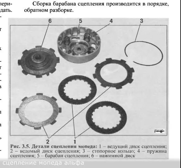 Порядок сборки сцепления на мопеде альфа Сцепление альфа схема